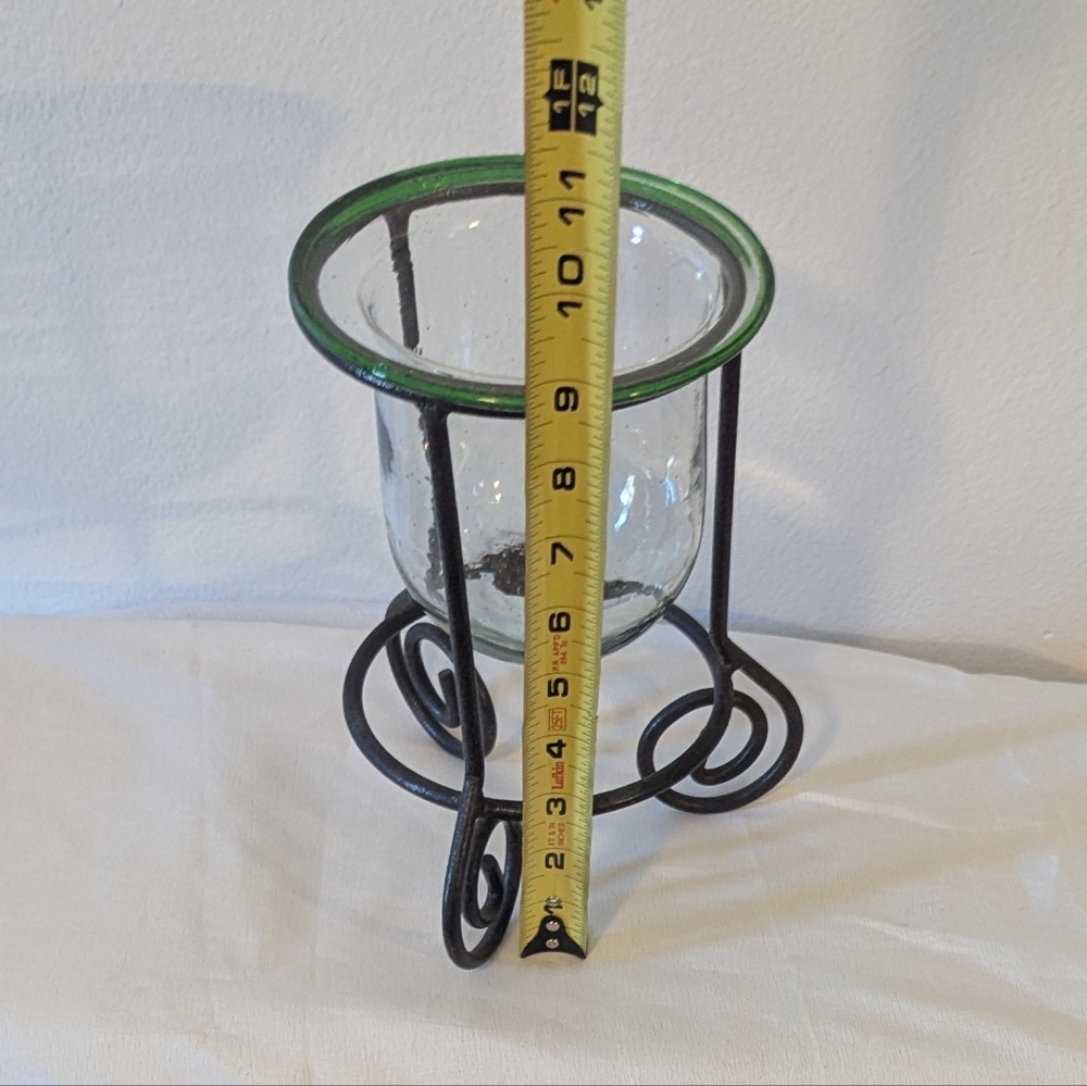 Glass Candle Holder With Metal Stand - Picture 8 of 8